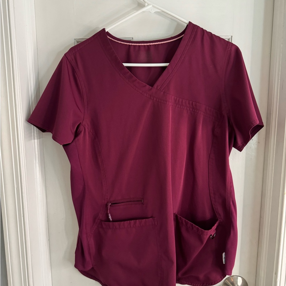 Women's Ava Theresa Burgundy Scrub Top